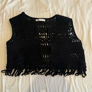 Zara Black Crochet Tank Top